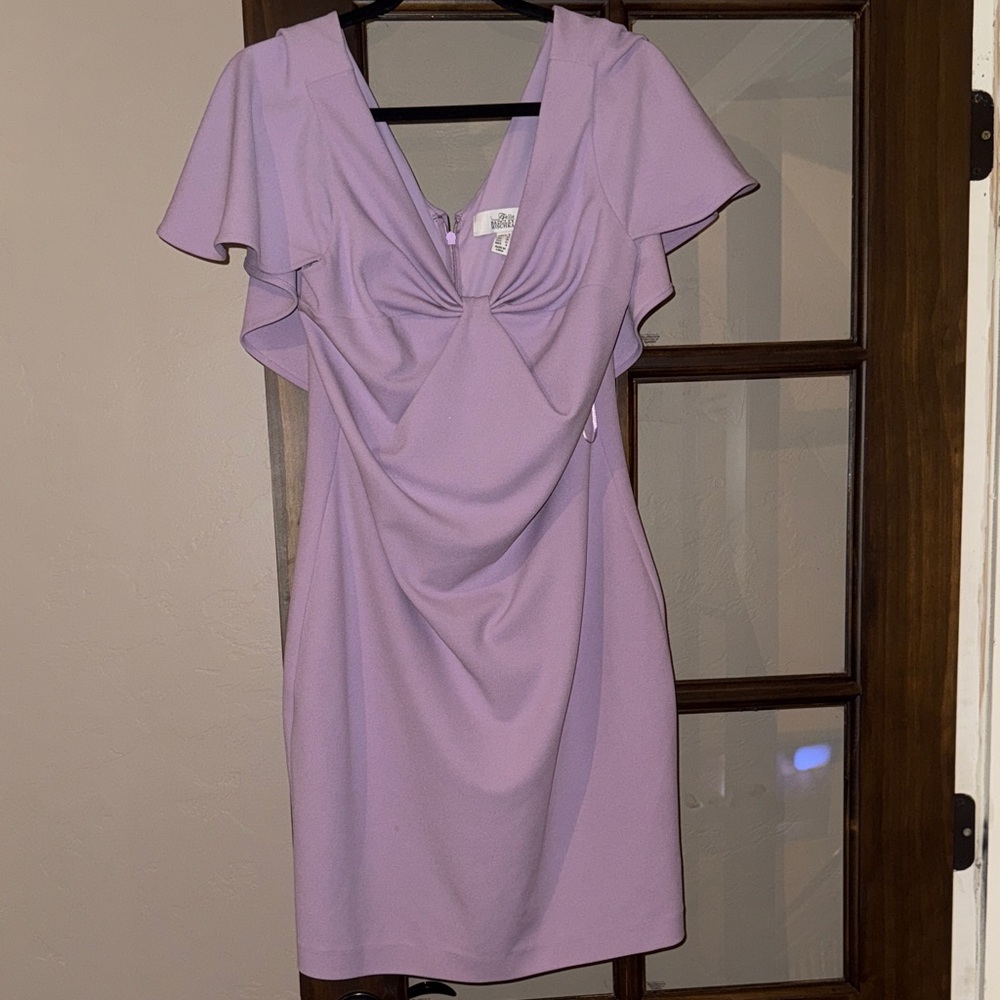 BELLE BADGLEY MISCHKA RUCHED CAPELET COCKTAIL DRESS